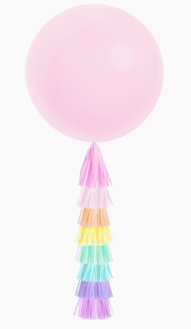 Jumbo Balloon & Tassel Tail - Pastel Rainbow