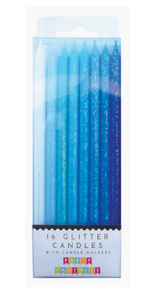 Blue Tall Glitter Candles