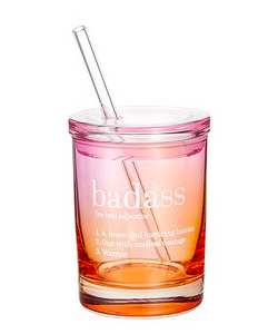 Badass Glass with Lid and Straw