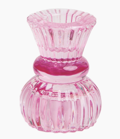 Small Pink Glass Candle Holder