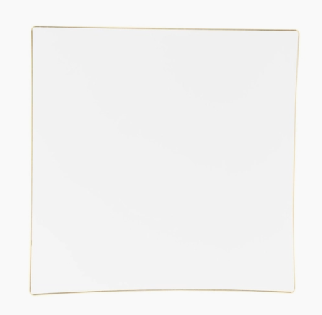 Square Coupe White & Gold Plastic Plates