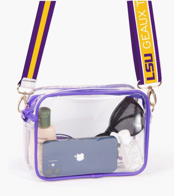 Clear Purse with Reversible Strap - LSU