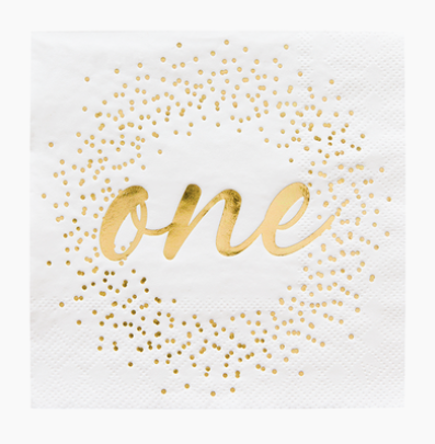 Onederland Beverage Napkins - White