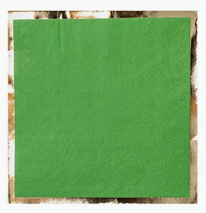 Green Beverage Napkins w/ Gold Rim