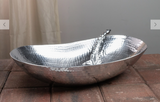 Silver Hammered Oval Bowl - X-Large