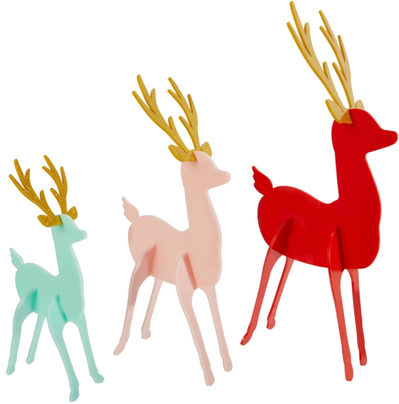 Acrylic 3D Reindeer - Red/Pink/Mint