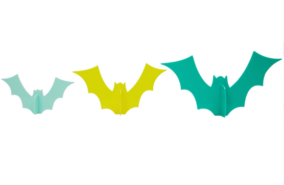 Acrylic 3D Bats - Blue/Lime/Mint
