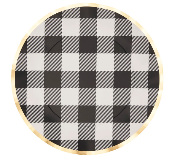 Black Buffalo Check w/ Gold Wavy Dinner Plates