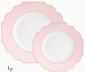 Scalloped Blush w/ Gold Plastic Side Plates