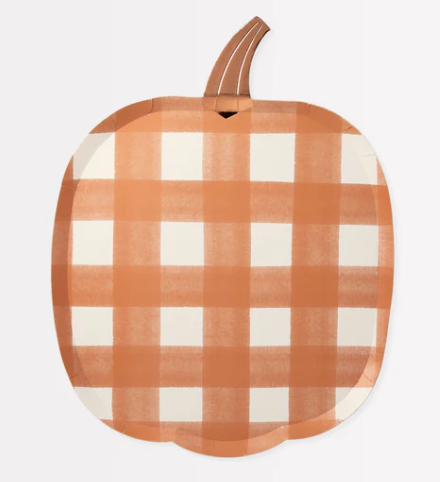 Gingham Pumpkin Diecut Plates