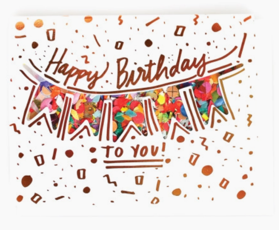 Happy Birthday Confetti Filled & Copper Foil Stamped Card