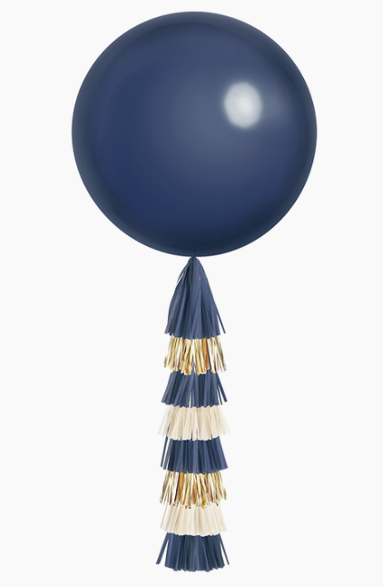 Jumbo Balloon & Tassel Tail - Navy & Gold