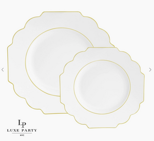 Scalloped White w/ Gold Plastic Side Plates