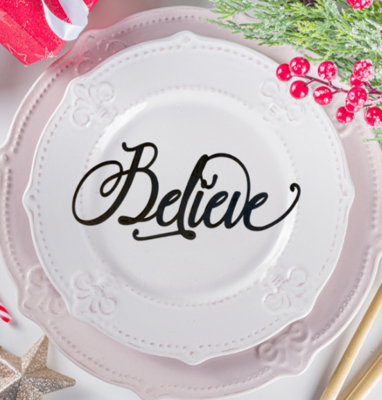 Winter Plate Decor - Gold/Believe