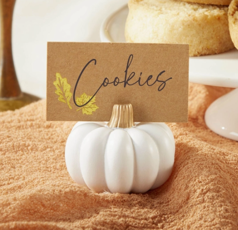 White Pumpkin Place Card Holder