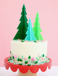 Green & Blue Acrylic Tree Cake Topper Set