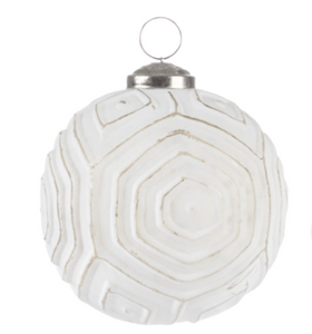 Round Geometric Glass Ornament - White