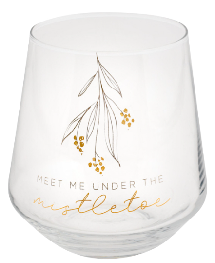 Chic Stemless Wine Glass - Mistletoe