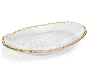 Textured Bowl with Jagged Gold Rim