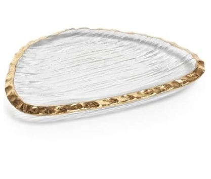 Organic Shape Plate with Jagged Gold Rim - Small