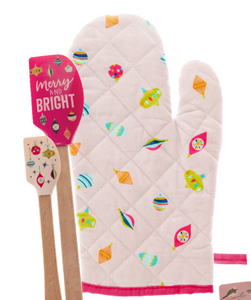 Oven Mitt & Spatula Set - Merry & Bright