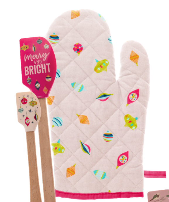 Oven Mitt & Spatula Set - Merry & Bright