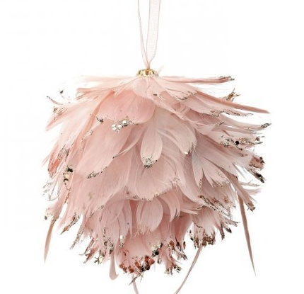 Glitter Tip Feather Ball Ornament