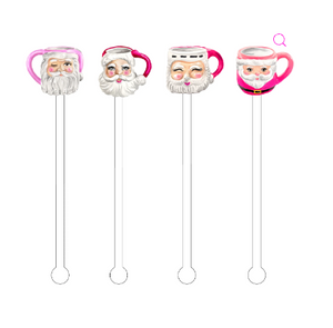 Preppy Pink Saint Nick Mugs Acrylic Stir Sticks Combo