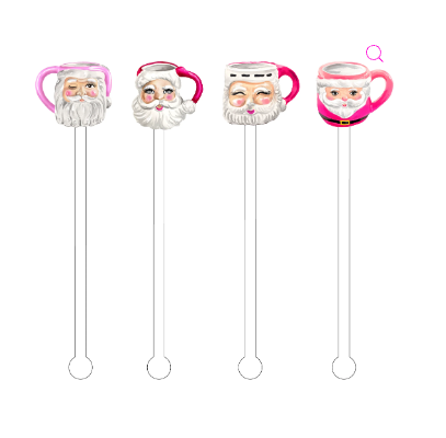 Preppy Pink Saint Nick Mugs Acrylic Stir Sticks Combo