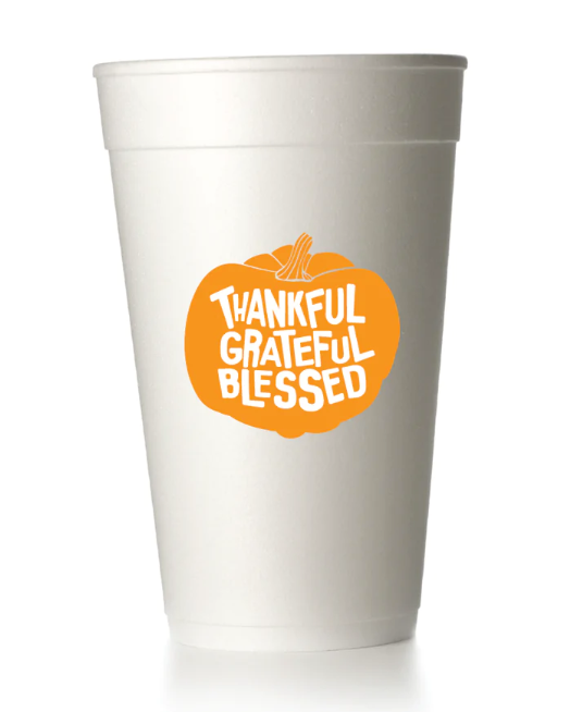 Thankful Grateful Blessed Pumpkin Styrofoam Cups