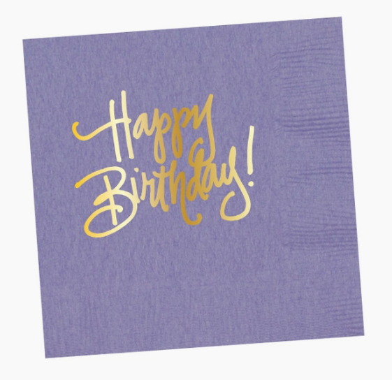 Lavender Happy Birthday Beverage Napkins