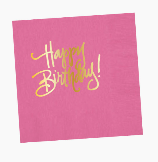 Happy Pink Happy Birthday Beverage Napkins