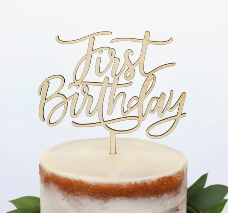 First Birthday Maple Wood Cake Topper