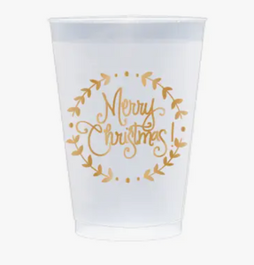 Merry Christmas Wreath Shatterproof Cups