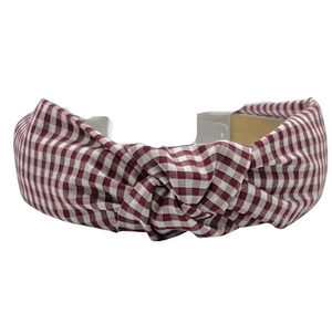 Maroon Gingham Headband