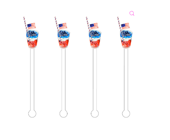 I Love 'Merica Cocktail Acrylic Stir Sticks