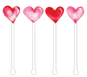 Pink Heart Acrylic Stir Sticks