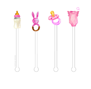 It's A Girl Acrylic Stir Sticks Combo