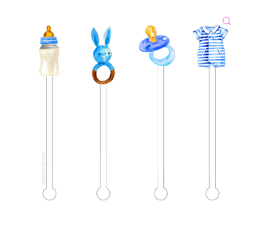 Baby Boy Shower Acrylic Stir Sticks Combo