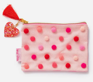 Red/Pink Pom Pom Pouch