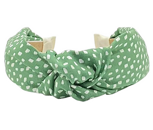 Dotted Cream On Green Headband