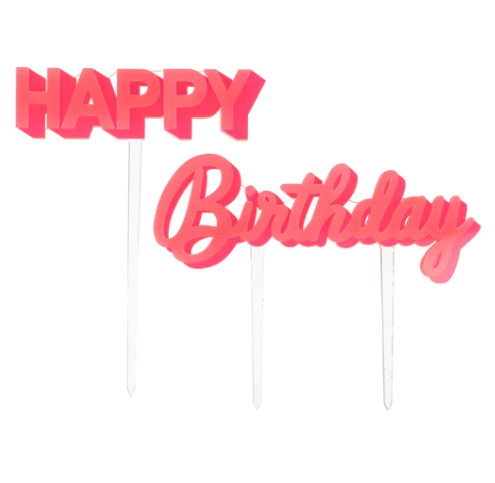 Happy Birthday Pink Acrylic Topper