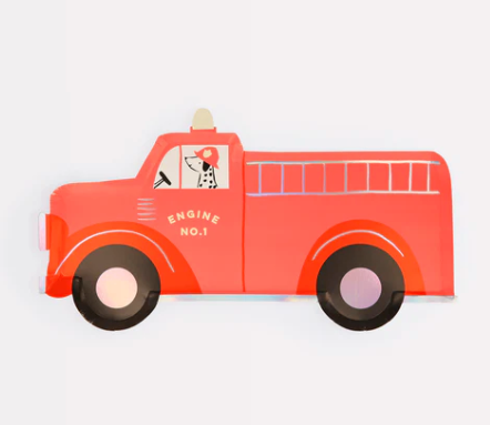 Fire Truck Diecut Plates