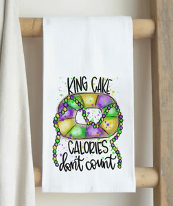 King Cake Calories Don't Count Tea Towel