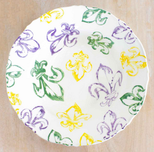 Watercolor Fleur de Lis Serving Bowl