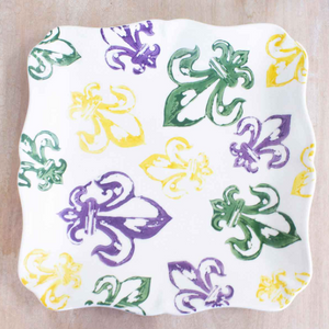 Watercolor Fleur de Lis Platter