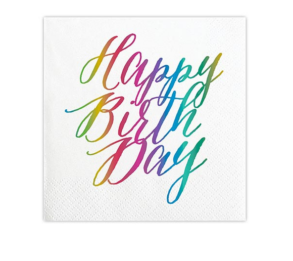 Happy Birthday Rainbow Beverage Napkins