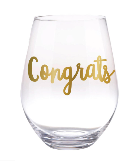 Congrats Jumbo Wine Glass