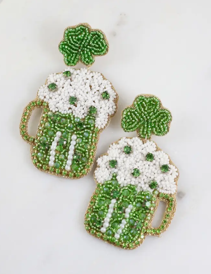 Irish Pint Beaded Earrings