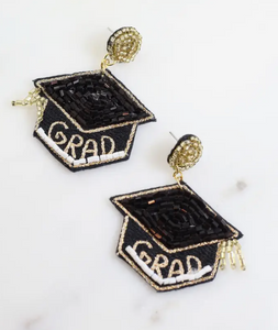 Graduation Cap Beaded Earrings